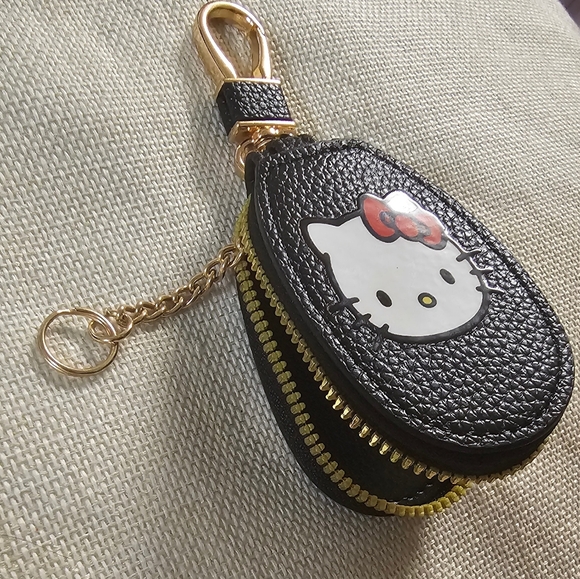 Hello Kitty Black Vegan Leather Coin Pouch NWOT - Picture 6 of 6